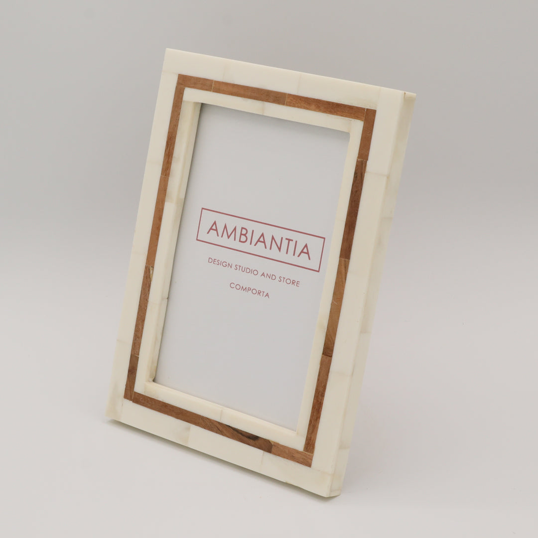 Picture Frame with Natural Bone & Wood Inlay, Medium