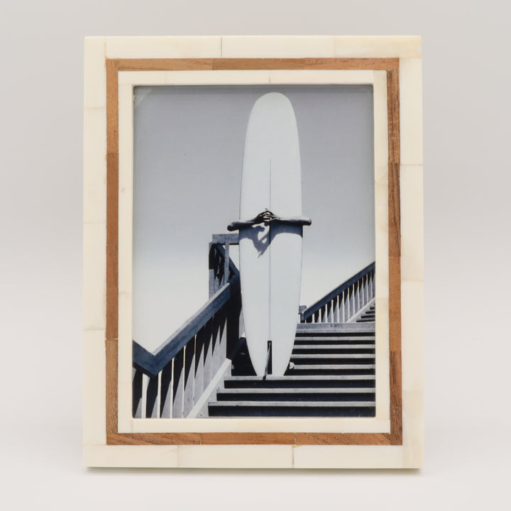 Picture Frame with Natural Bone & Wood Inlay, Large