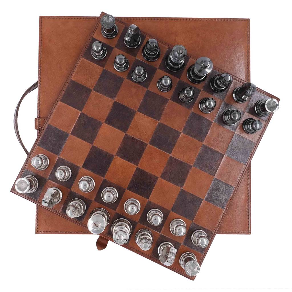 Chess Set with Leather Board & Case