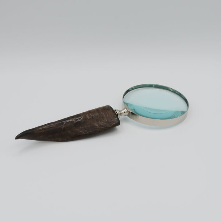 Magnifying Glass with Curved Horn Handle