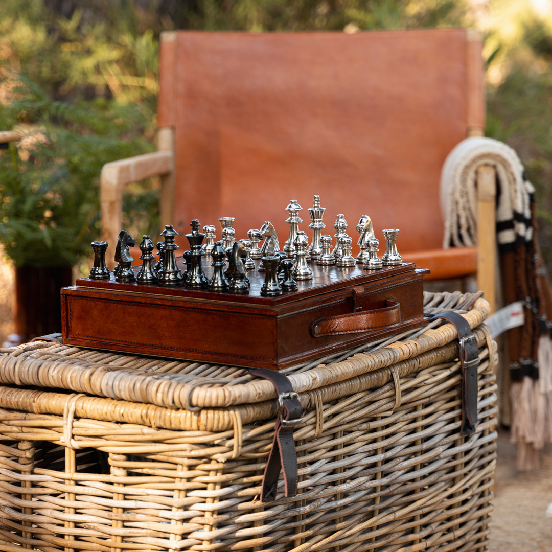 Chess Set with Leather Board & Case