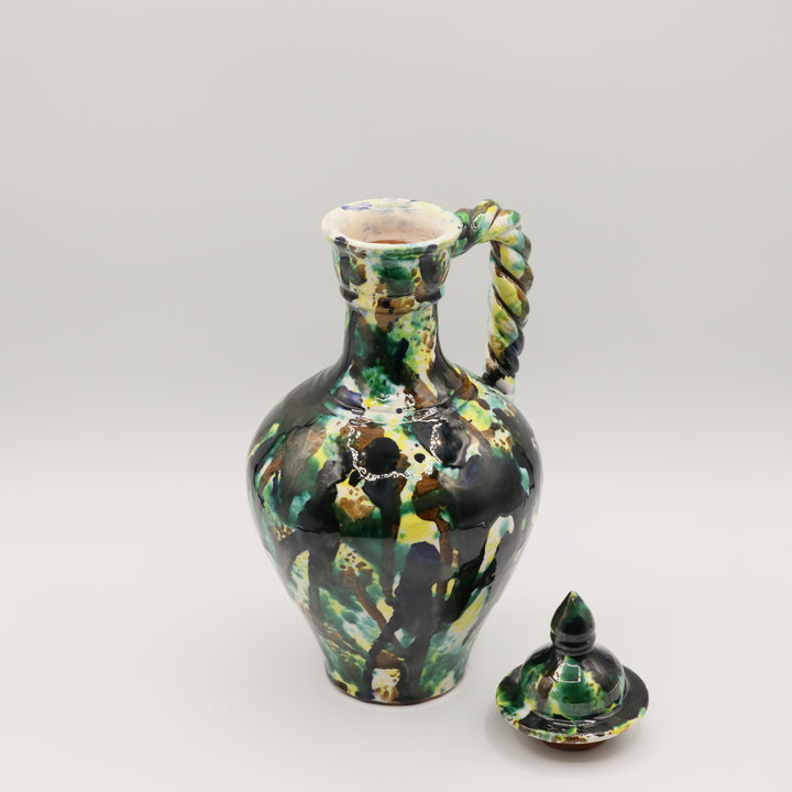 Ceramic Carafe with a Twisted Handle & Lid