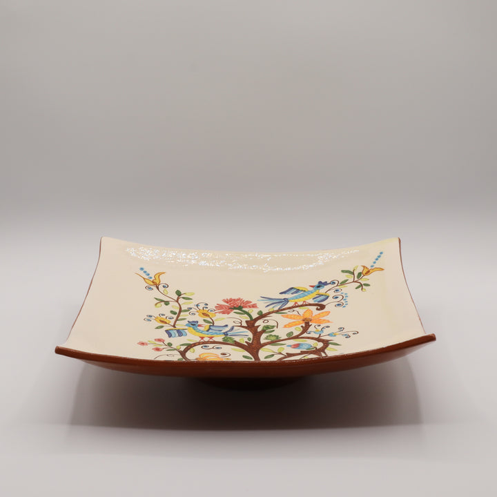 Ceramic Plate, Square with Tree Decoration